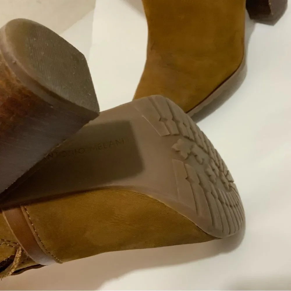 Antonio Melani Womens Brown suede Boots Tall Knee High Stacked Heels Size 9.5M